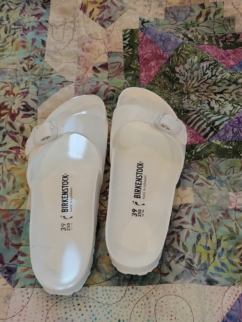 Birkenstock White Single-Strap Madrid EVA Slides